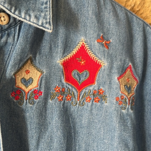 Vintage Maggie & Max Cottagecore Denim Button Down Shirt Size Medium - Picture 5 of 12